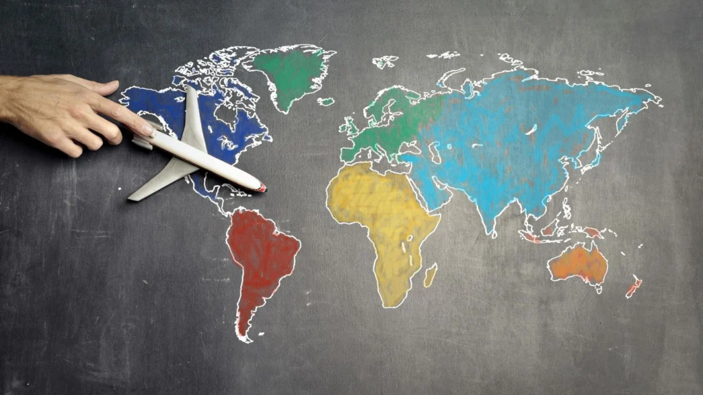vliegtuig met wereld